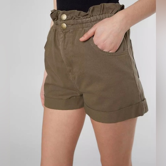 Billabong Sun Dialed Paperbag Shorts Womens Large Sage High Waist 2” Inseam - Picture 1 of 12